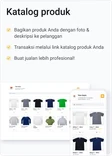Tampilan fitur katalog produk Keyta